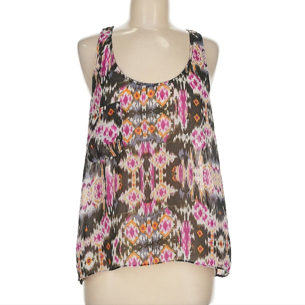 Show Me Your MuMu Green Pink and Orange Graphic Sleeveless Tank Top Medium